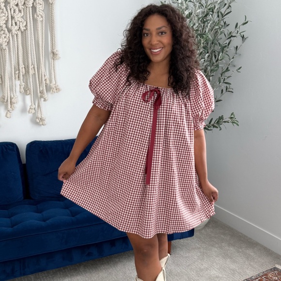 Bohme Red and White Gingham Mini Dress - Picture 2 of 6